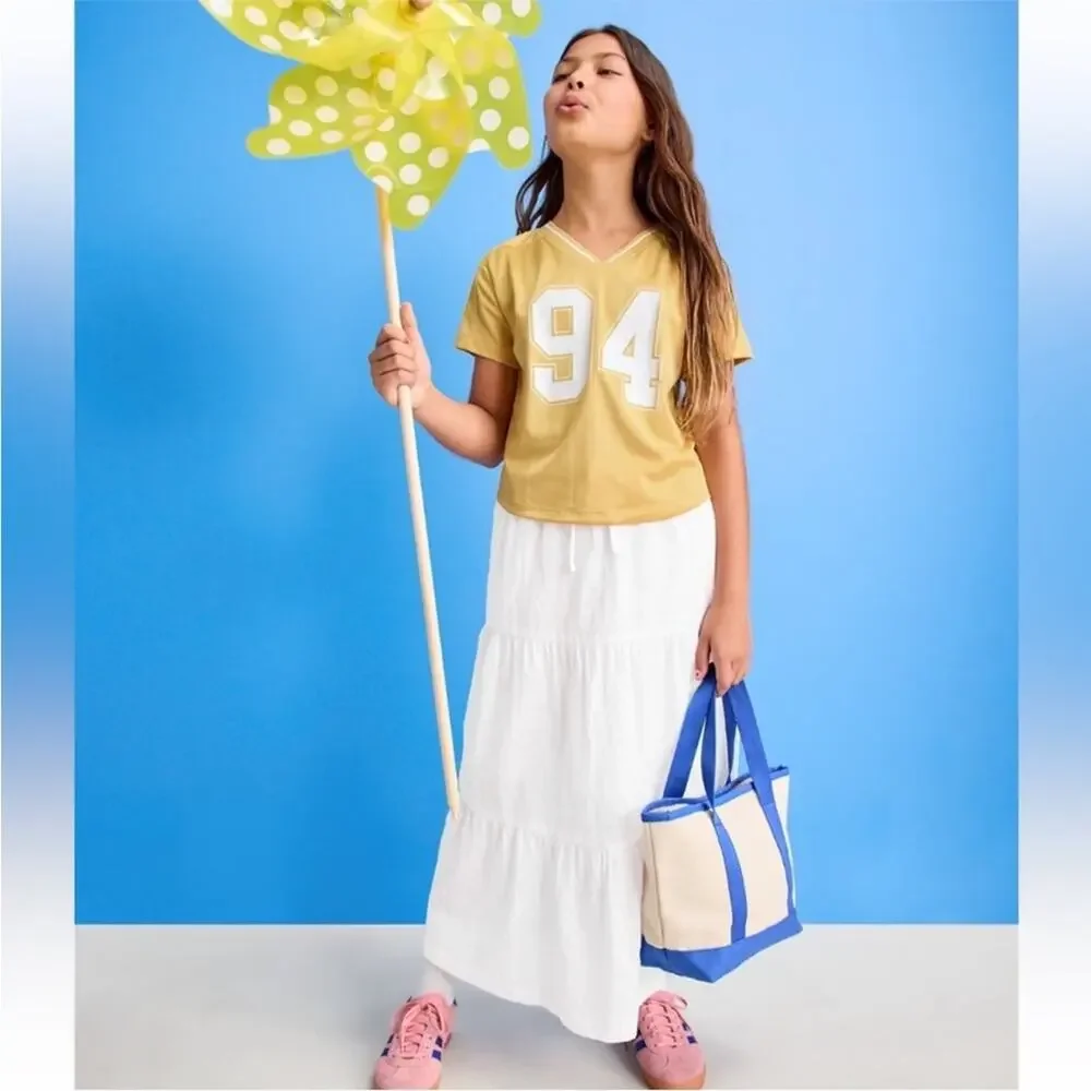 Old Navy Calla Lily White Tiered Swing Midi Skirt